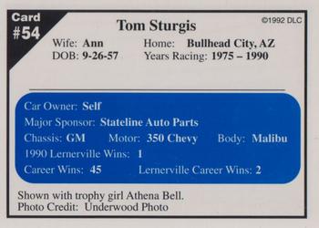 1992 Donny's Lernerville Speedway Part 1 - Silver Edition #54 Tom Sturgis Back