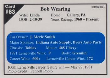 1992 Donny's Lernerville Speedway Part 1 - Silver Edition #63 Bob Wearing Back