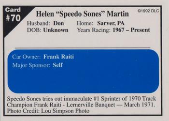 1992 Donny's Lernerville Speedway Part 1 - Silver Edition #70 Helen Martin Back