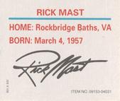 1997 Racing Champions Mini Stock Car #09153-04031 Rick Mast Back
