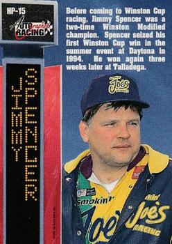 1996 Score Board Autographed - High Performance #HP-15 Jimmy Spencer Back