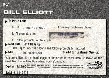 1996 Score Board Autographed - Kings of the Circuit #KC7 Bill Elliott Back