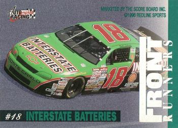 1996 Score Board Autographed - Front Runners #NNO Joe Gibbs/#18 Interstate Batteries Back