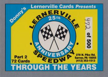1992 Donny's Lernerville Speedway Part 2 - Silver Edition #1 Through The Years Front