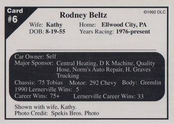 1992 Donny's Lernerville Speedway Part 2 - Silver Edition #6 Rodney Beltz Back