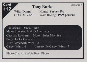 1992 Donny's Lernerville Speedway Part 2 - Silver Edition #12 Tony Burke Back