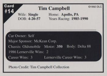 1992 Donny's Lernerville Speedway Part 2 - Silver Edition #14 Tim Campbell Back