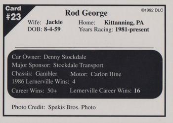 1992 Donny's Lernerville Speedway Part 2 - Silver Edition #23 Rod George Back