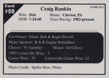 1992 Donny's Lernerville Speedway Part 2 - Silver Edition #59 Craig Rankin Back