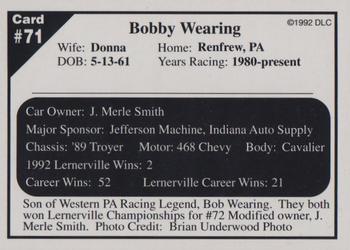 1992 Donny's Lernerville Speedway Part 2 - Silver Edition #71 Bobby Wearing Back
