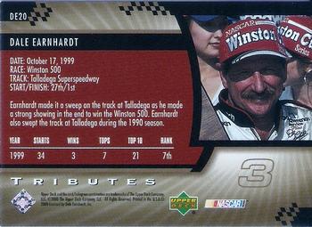 2000 Upper Deck Tributes Dale Earnhardt #DE20 Dale Earnhardt Back