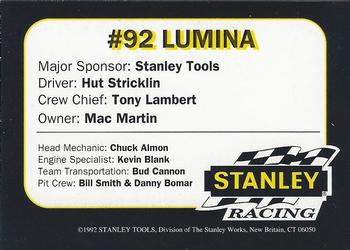 1992 Stanley Racing #NNO #92 Lumina Back