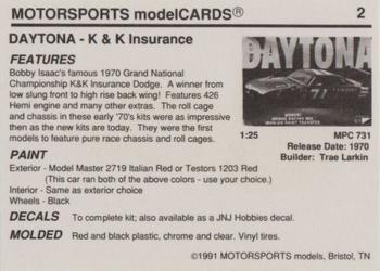 1991 Motorsports Modelcards #2 Bobby Isaac Back
