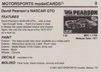 1991 Motorsports Modelcards #8 David Pearson Back
