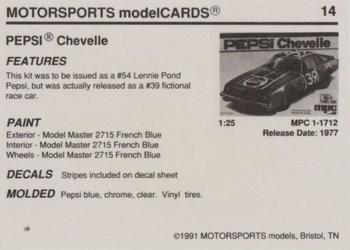 1991 Motorsports Modelcards #14 Pepsi Chevelle Back
