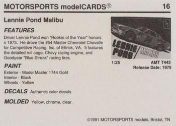 1991 Motorsports Modelcards #16 Lennie Pond Back