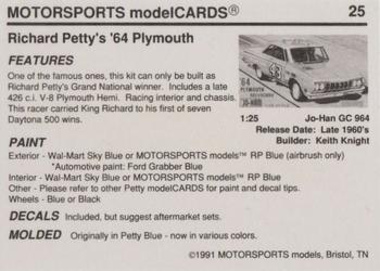 1991 Motorsports Modelcards #25 Richard Petty Back
