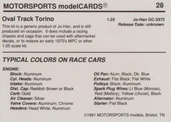 1991 Motorsports Modelcards #28 Torino Oval Track Racer Back