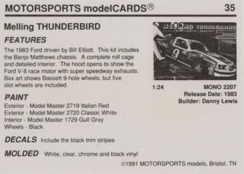 1991 Motorsports Modelcards #35 Bill Elliott Back