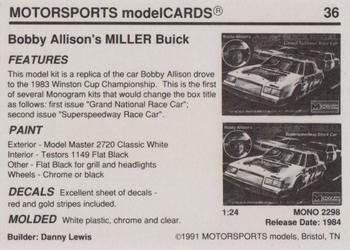 1991 Motorsports Modelcards #36 Bobby Allison Back