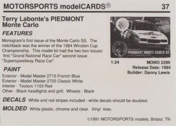 1991 Motorsports Modelcards #37 Terry Labonte Back