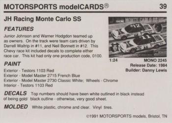 1991 Motorsports Modelcards #39 Darrell Waltrip Back