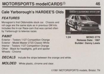 1991 Motorsports Modelcards #46 Cale Yarborough Back