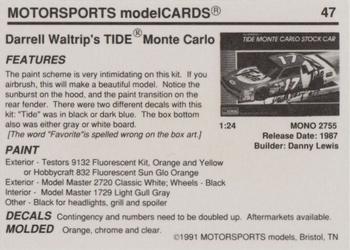 1991 Motorsports Modelcards #47 Darrell Waltrip Back