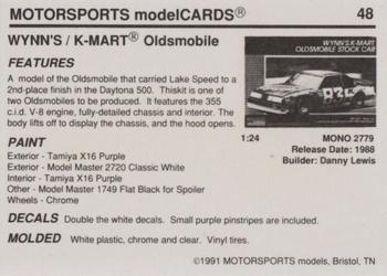1991 Motorsports Modelcards #48 Lake Speed Back