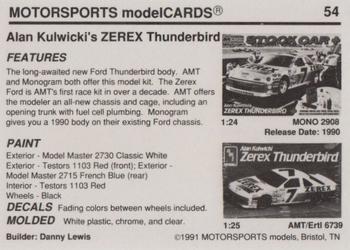 1991 Motorsports Modelcards #54 Alan Kulwicki Back