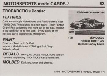 1991 Motorsports Modelcards #63 Dick Trickle Back