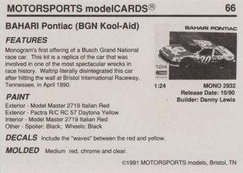 1991 Motorsports Modelcards #66 Michael Waltrip Back