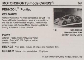1991 Motorsports Modelcards #69 Michael Waltrip Back