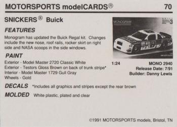 1991 Motorsports Modelcards #70 Rick Wilson Back