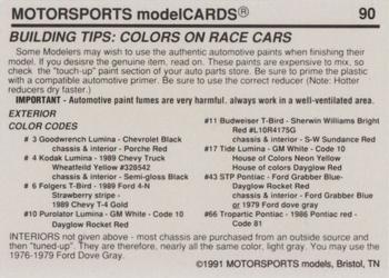 1991 Motorsports Modelcards #90 Chassis Back