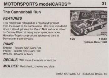 1991 Motorsports Modelcards - Premiere #31 Donnie Allison Back