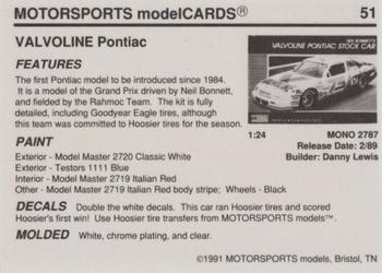 1991 Motorsports Modelcards - Premiere #51 Neil Bonnett Back