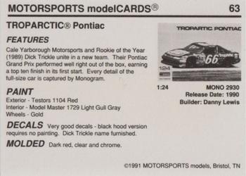 1991 Motorsports Modelcards - Premiere #63 Dick Trickle Back