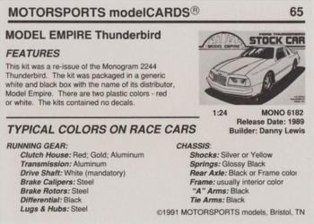 1991 Motorsports Modelcards - Premiere #65 Ford Thunderbird Back