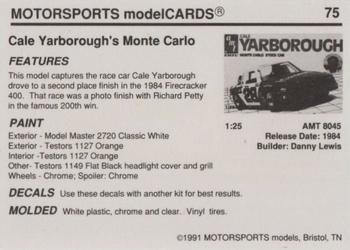 1991 Motorsports Modelcards - Premiere #75 Cale Yarborough Back