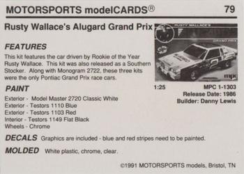 1991 Motorsports Modelcards - Premiere #79 Rusty Wallace Back