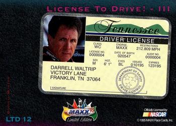 1995 Maxx - License to Drive Retail #LTD 12 Darrell Waltrip Back