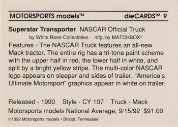 1992 Motorsports Diecards #9 NASCAR Back