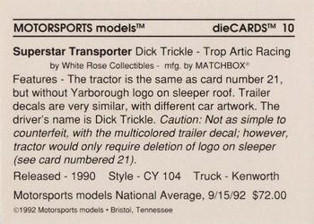 1992 Motorsports Diecards #10 Dick Trickle Back