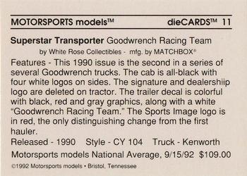 1992 Motorsports Diecards #11 Dale Earnhardt Back