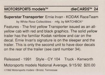 1992 Motorsports Diecards #24 Ernie Irvan Back