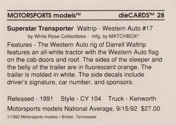 1992 Motorsports Diecards #28 Darrell Waltrip Back