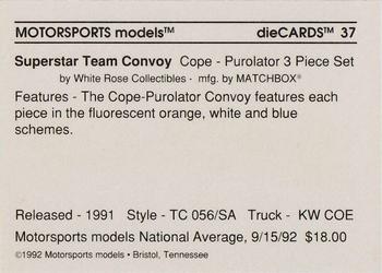 1992 Motorsports Diecards #37 Derrike Cope Back