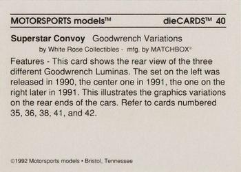 1992 Motorsports Diecards #40 Dale Earnhardt Back