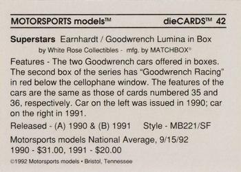 1992 Motorsports Diecards #42 Dale Earnhardt Back